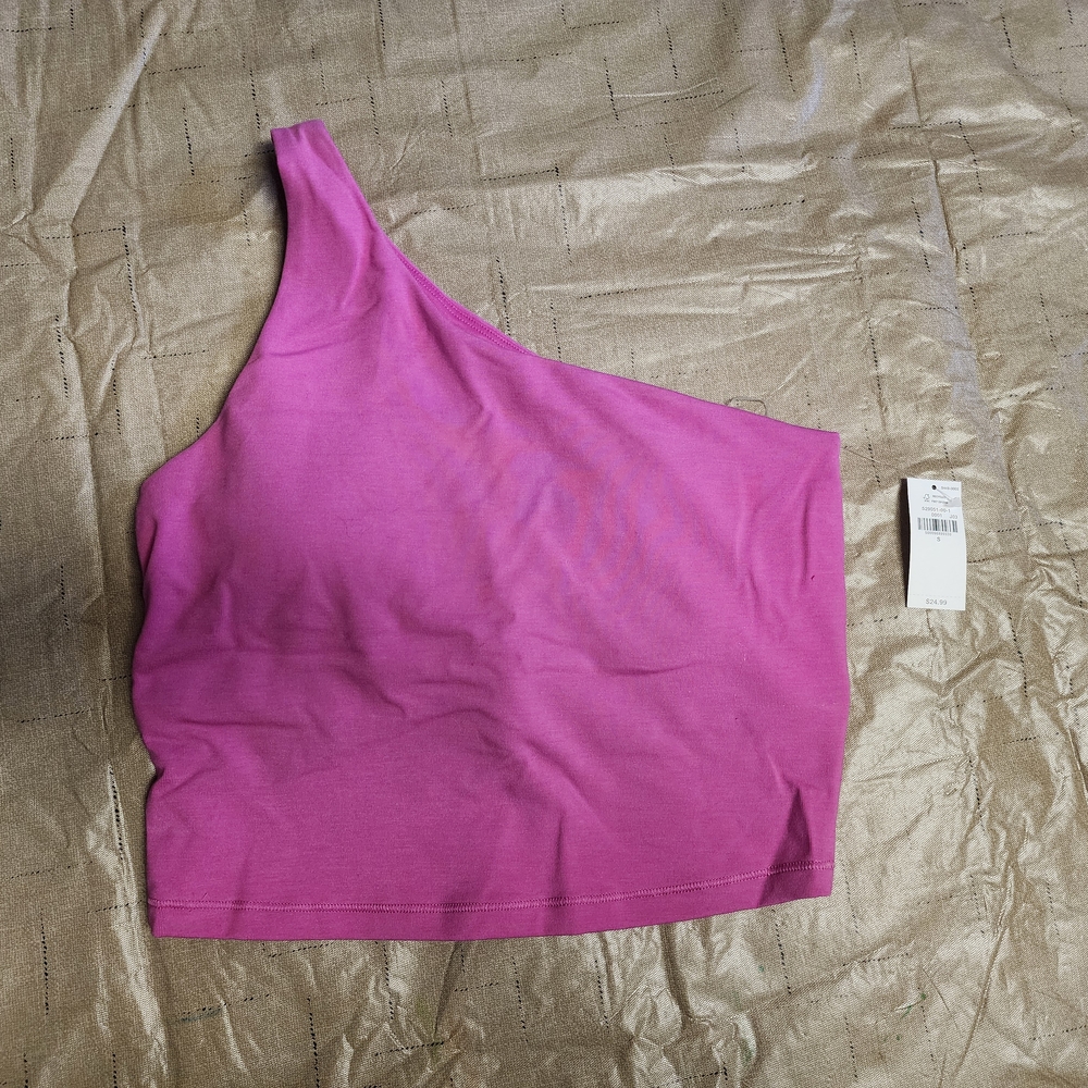 Pink One-Shoulder Top with Built in Bra